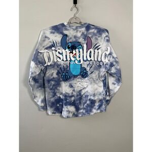 Disney Spirit Jersey Top Women M Blue Tie Dye "Stitch Disneyland Resort"